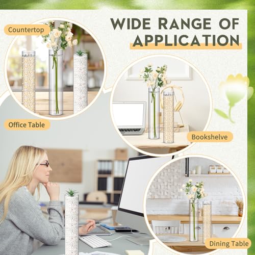 Nuogo 12-Pack Clear Acrylic Cylinder Vases 16 Inch Wedding Centerpieces