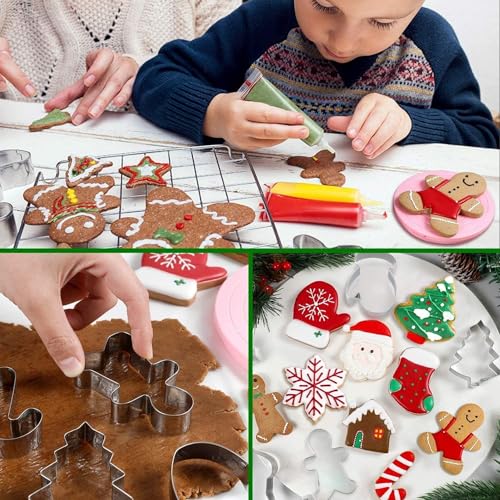 TUZICAKE 8PCS Christmas Cookie Cutter Set Holiday Shapes Snowman Tree Gingerbread Santa