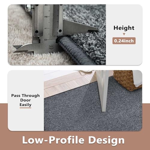 Grey Area Rug 6x9 ft Non-Slip Washable Soft Thin for Living Room & Bedroom - Variation 09 Grey / 6' x 9'