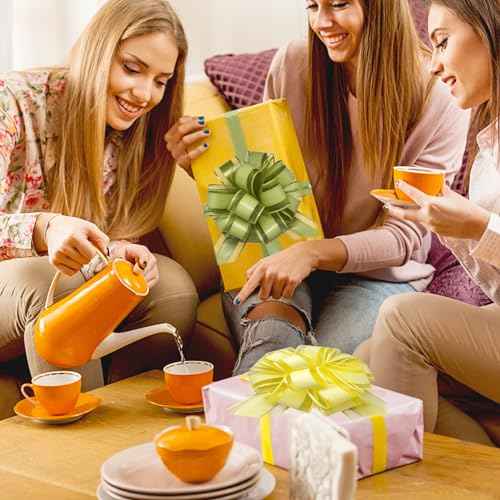 FQTANJU 5 PCS 6 Inch Large Pull Bows, Bean Green, Organza, Wedding, Birthday, Christmas, Valentine's Day, Special Occasions