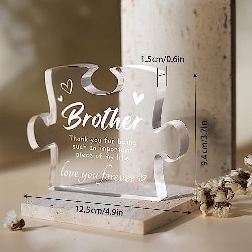 Personalized Acrylic Brother Gift Block - Heart & Love Puzzle Keepsake