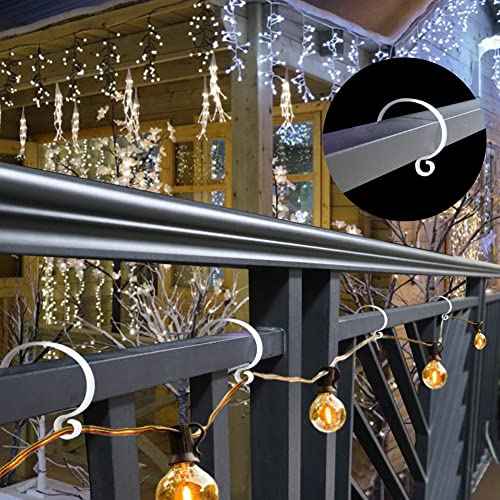 Banister Clips for Garland Christmas Light Clips Banister Stocking Hangers Garland Hooks for Railing Fence Deck Lights Christmas Decorations, Translucent White (16 Pack)