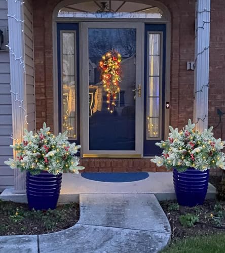 20" Outdoor Christmas Urn Filler with Lights - Realistic Artificial Tree