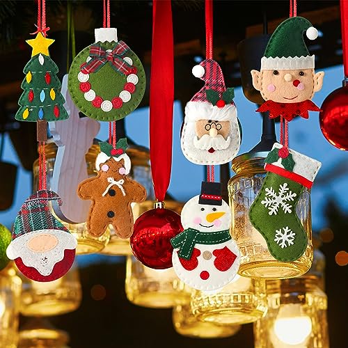 Skylety 8-Pack 3D Felt Gingerbread Snowman Christmas Ornaments - Holiday Decor, Festive Tree Decorations