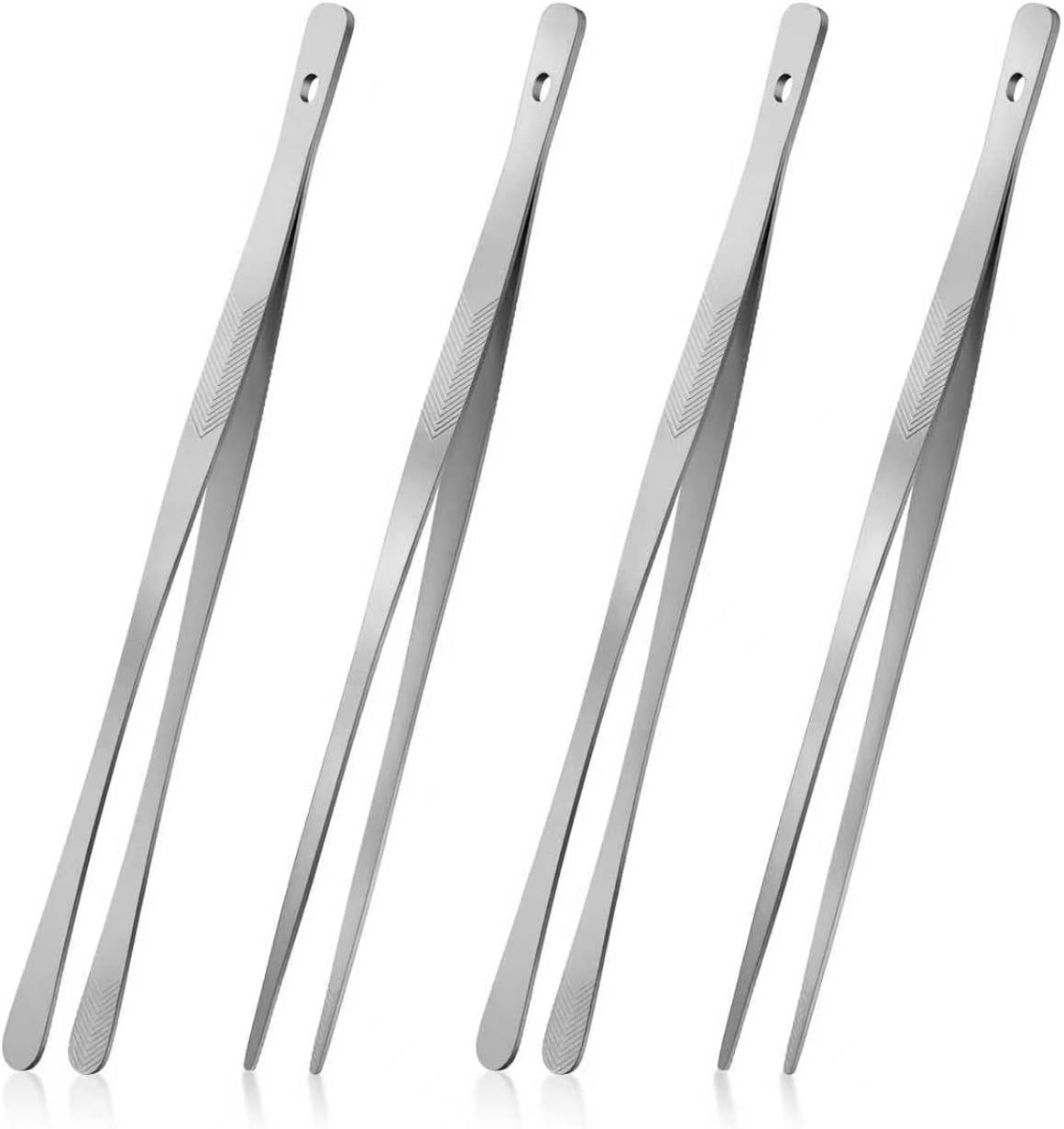 Vaincre Kitchen Tongs - 12" Stainless Steel Cooking Tweezers with Precision Serrated Tips | Perfect for Chefs & Culinary Use