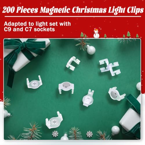 Round-Clear Magnetic Christmas Light Clips 200 Pack for C7 C9 Sockets - UQM