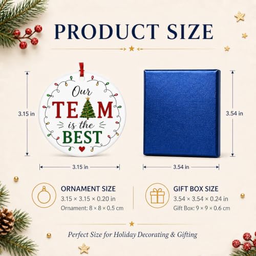 Team Christmas Ornament Coworker Gift With Gift Box (4) – White Ceramic Ornament
