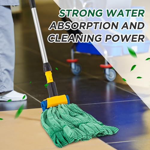 Green Hushee 6-Pack Large Microfiber Tube Mop Heads - Heavy Duty, Looped End, 18 oz