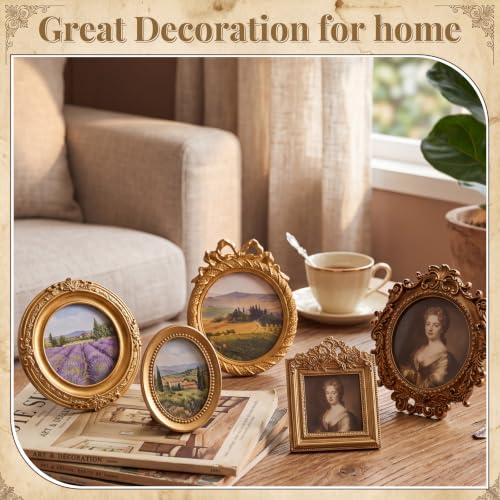 8 Pcs Mini Baroque Gold Frame Set for Wall & Tabletop Display – Kajaia (Variation: 8 / Baroque)