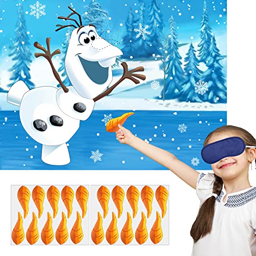 Pin The Nose on The Snowman Game for Kids Christmas Party Game for Kids Snowman Pin Game with 24Pcs Nose Stickers Birthday Party Supplies Activities