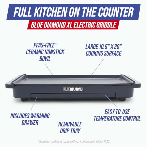 Electric Griddle 20 Inch XL Non-Stick Cooking Surface - Graphite - Variation of THIS listing