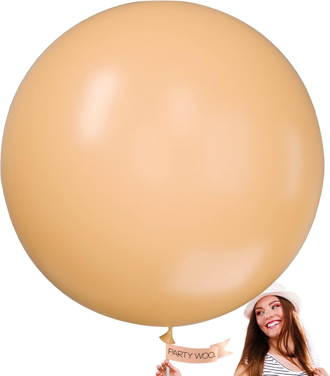 PartyWoo 36-Inch Nude Balloons - 4pcs Apricot Boho Latex for Jungle Safari & Thanksgiving Celebrations