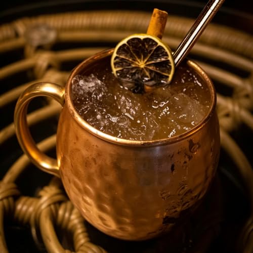 Copper Moscow Mule Mugs Set of 4 - 16oz Hammered Copper Cups with Handles