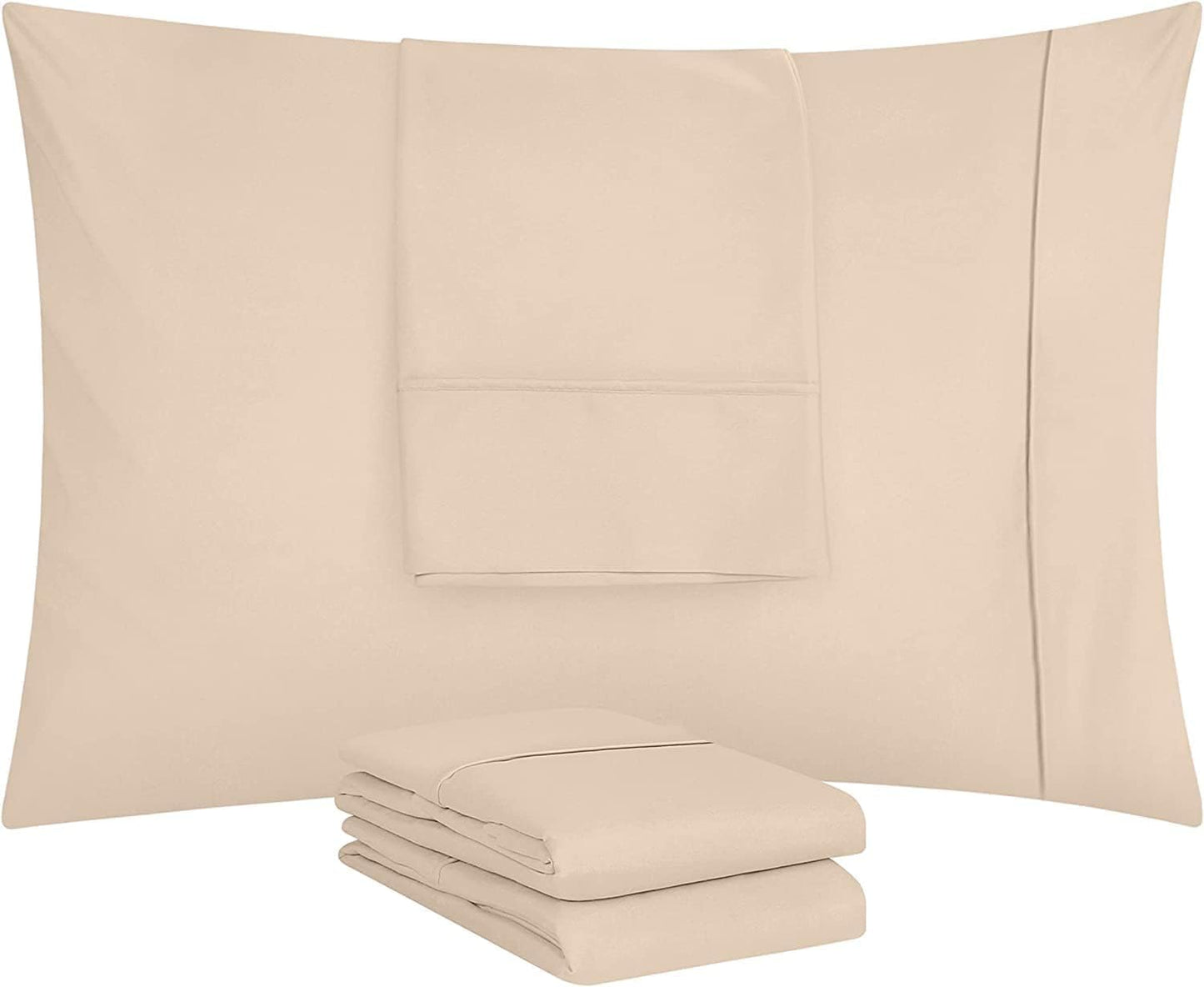 Utopia Bedding Standard Pillow Cases - Soft Brushed Microfiber - 4 Pack, Fade Resistant | 20 X 26 Inches, Beige