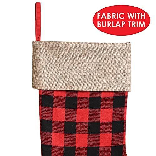 Beistle 2 Piece Red & Black Buffalo Plaid Christmas Stockings With
