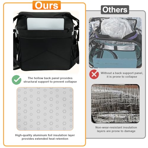 Wigojoy Black Expandable Food Delivery Backpack L for Hot & Cold Orders