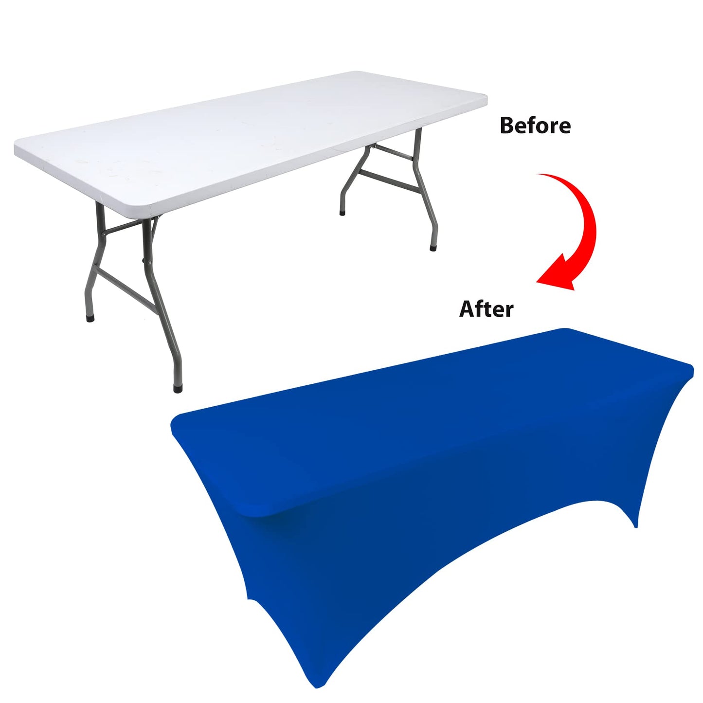 BDDC 8ft Stretch Spandex Fitted Table Cloth for 8 Foot Tables