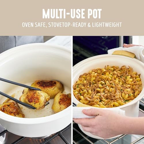 6QT Ceramic Slow Cooker with Removable Pot & Glass Lid - Cream