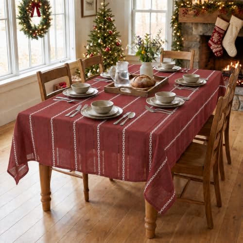 Horaldaily Red 60x120 Inch Rectangular Tablecloth - 100% Polyester, Holiday Home Decor