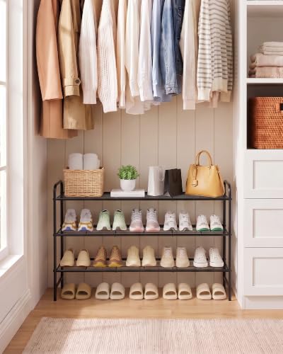 Kitsure Black Stainless Steel 3-Tier Shoe Rack Organizer - 37.3" Wide