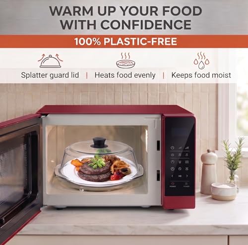 Bezrat 10-Inch Tall Glass Microwave Cover with Silicone Handle - Black Variation