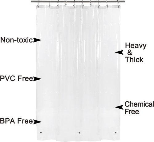 Barossa Design Shower Curtain Liner with 6 Magnets - Heavy Duty PEVA Plastic Shower Curtain for Bathroom, Waterproof Vinyl & See Through Bath Liner, Metal Grommets - Clear, 72x72