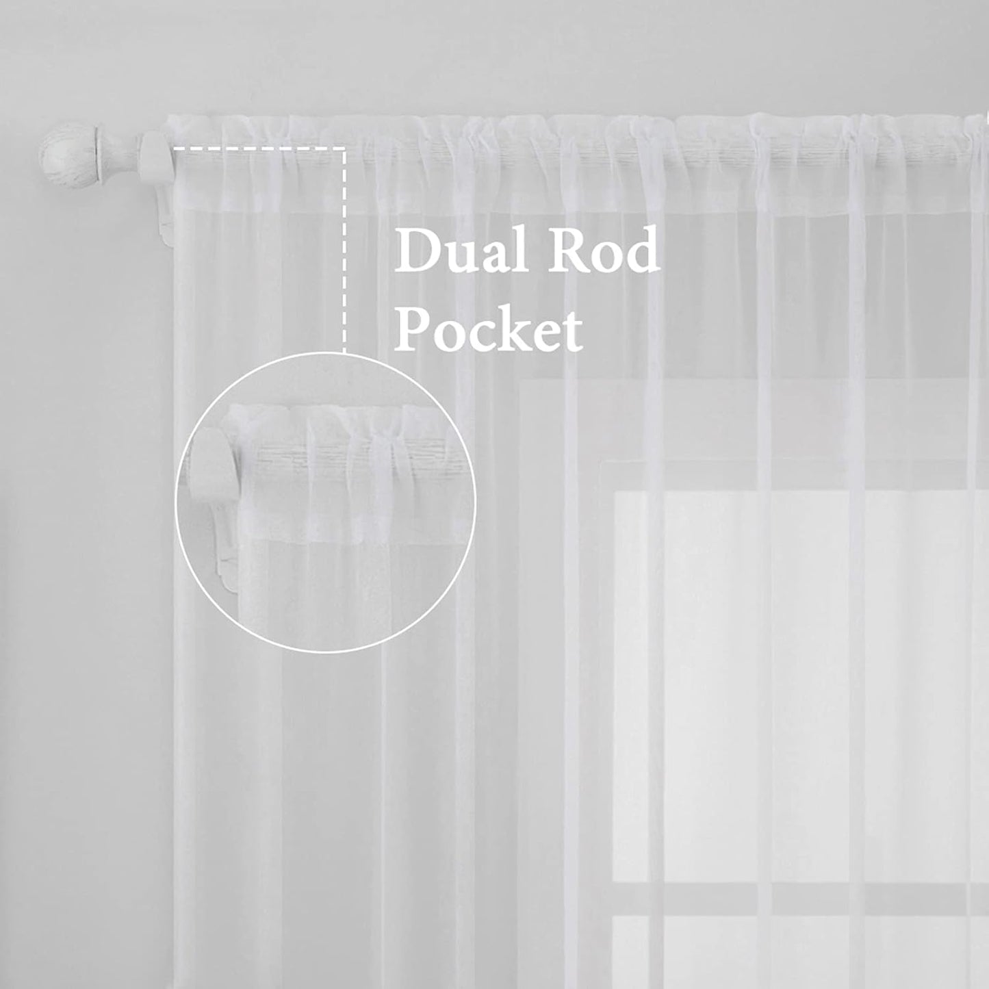 MIULEE White Sheer Window Curtains - Elegant Voile Drapes for Bedroom & Living Room | 54 x 84 Inches