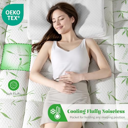 Green Queen Mattress Topper 3 Inch Viscose Bamboo Cooling Pillow Pad Cover