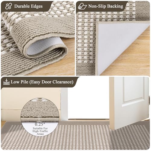 Beige 3'x14' Heavy-Duty Non-Slip Entryway Runner Rug - Low Profile Floor Mat