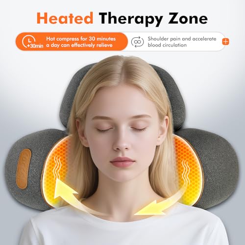 Rechargeable 3-in-1 Wireless Heating Neck Massage Pillow Gray - Relieve Neck Pain