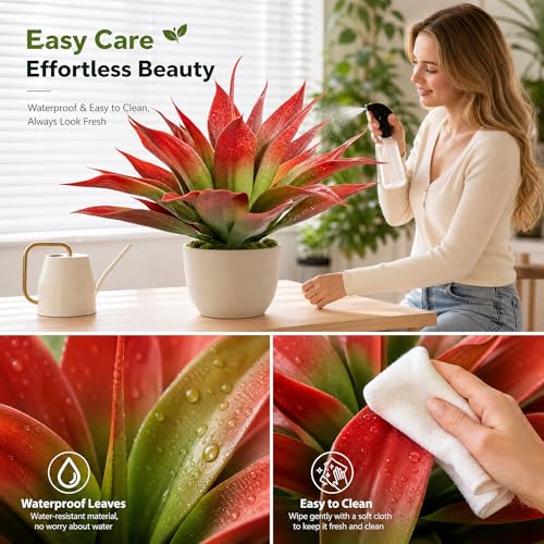 Artificial Red Agave Plants 22 Inch 2-Pack Outdoor Faux Succulents for Garden & Patio - UV Resistant