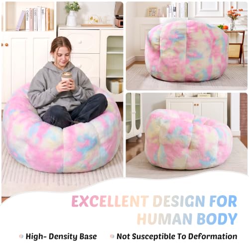 Colorful Tie-Dye Flower Bean Bag Chair for Teens & Adults - Compact & Cozy