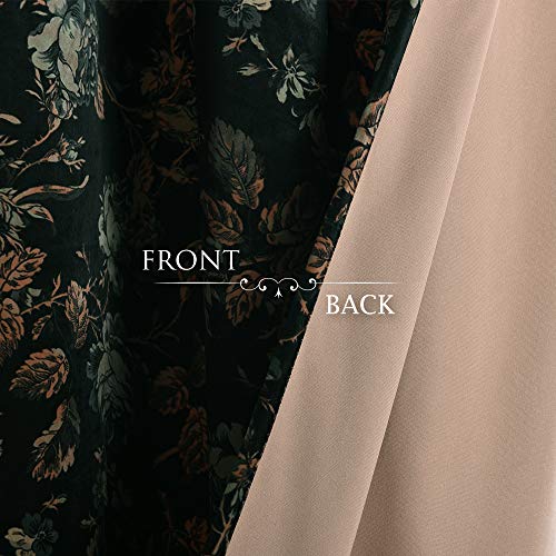 StangH Black Velvet Curtains 84 Inches Long Retro Floral Drapes 2