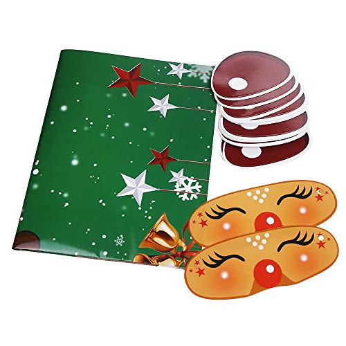 CCINEE Pin The Nose on The Reindeer Holiday Reusable Game Christmas Party Games with 36 Noses and 4 Blindfold for Xmas Party Supplies
