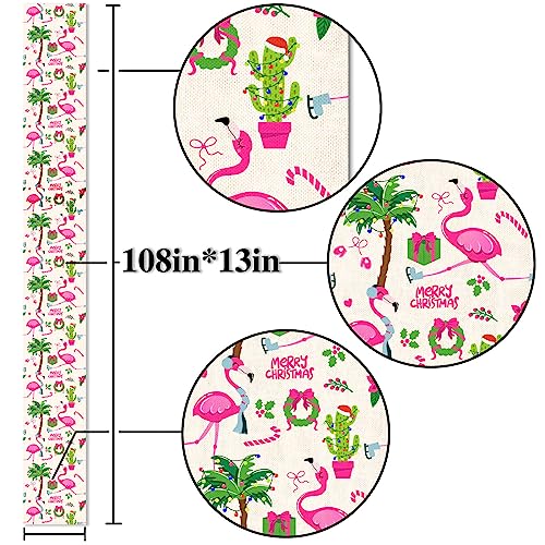 Nepnuser Summer Flamingo Table Runner 13 x 108 inches Tropical Holiday Decor