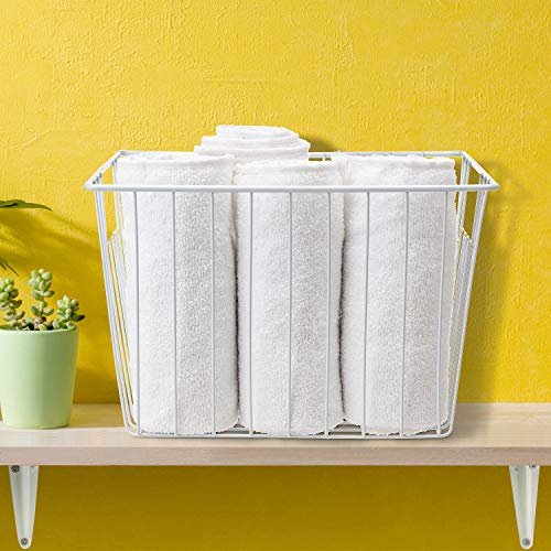 White Freezer Basket Organizer 11x9x5.5in, Set of 6 - Durable Wire Storage Bin