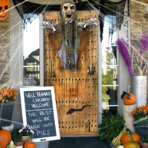 76-Inch Halloween Animatronic Zombie Ghost for Outdoor Decorations - Sound-Activated, Reusable Horror Prop