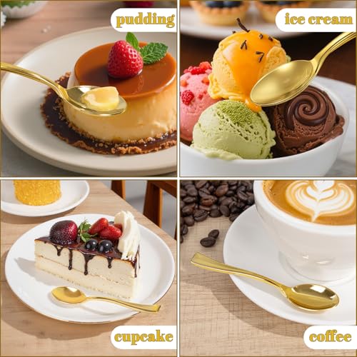 Mini Gold Plastic Spoons 300PCS - Disposable Dessert & Appetizer Spoons