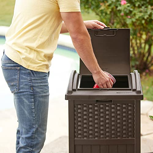 Suncast 33 Gallon Commercial Outdoor Trashcan Hideaway with Lid for