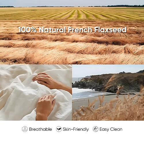 MINUPWELL 100% Linen Blanket 79x57 Inches - Natural Flax Throw Bed Cover