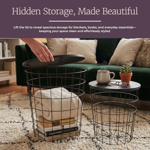 Lavish Home Black Nesting End Tables Set of 2 – Stylish Living Room Side Tables