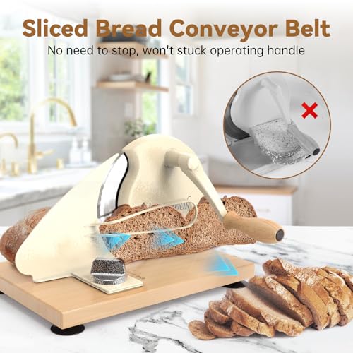 Vanerepok Large White Manual Bread Slicer with Adjustable Thickness for Homemade Sourdough
