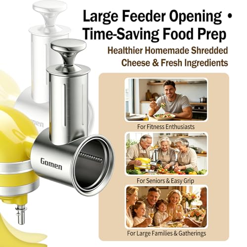 Large Stainless Steel Food Slicer & Shredder Attachment for KitchenAid Mixers