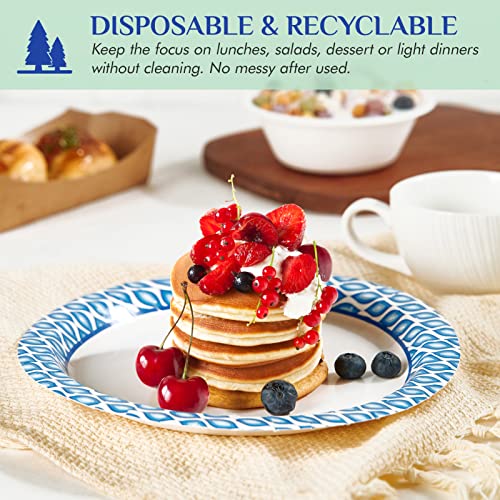 MUCHII 8.375 Inch Disposable Paper Plates - 300 Count Bulk Pack, Camo Edges