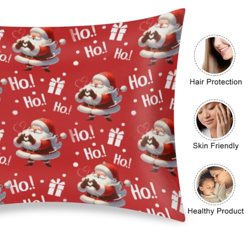 Christmas Satin Pillowcase for Hair and Skin Christmas Santa Claus Soft Silk Pillow Case with Envelope Closure Cooling Pillow Cases Slip Queen Size Pillow Cover for Kids Boys Girls 20x30 Decorate