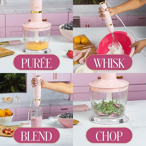 Pink 3-in-1 Hand Blender Set with Attachments - 400W, 5-Piece