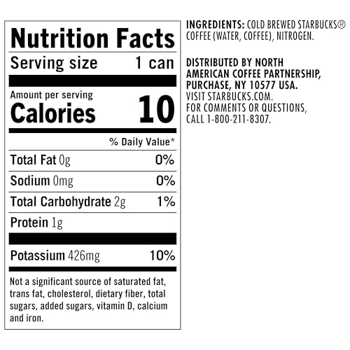 Black Unsweetened Starbucks Nitro Cold Brew Coffee - 9.6 fl oz Can Pack of 8