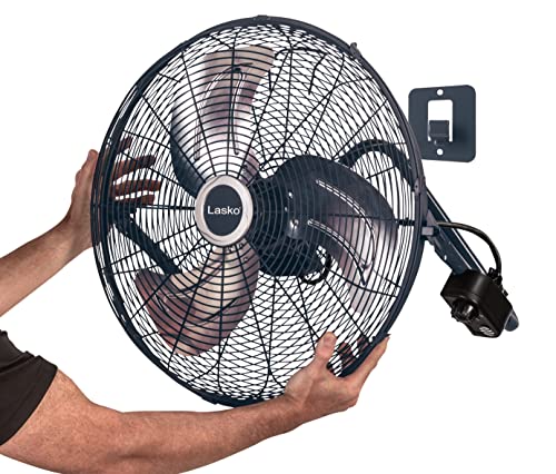 Gray/Silver 20-Inch High Velocity Wall Mount Fan with Pivoting Head - 3 Speeds