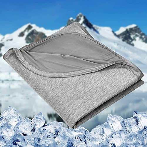 Cooling Blanket Queen Size for Hot Sleepers - Reversible Grey Bed Cover 90x90