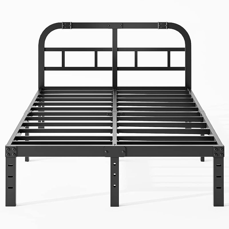 Queen Heavy Duty Metal Platform Bed Frame with Headboard, 14-Inch Support